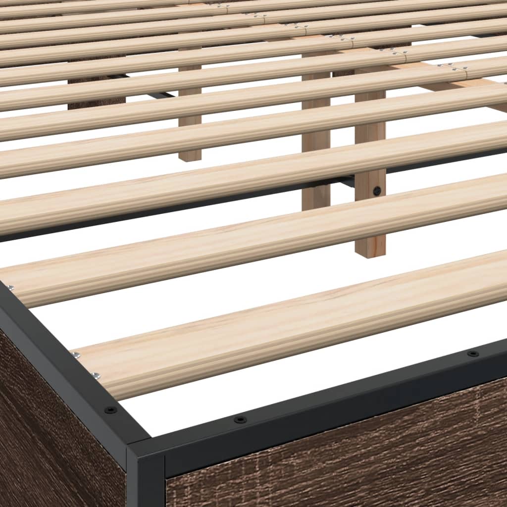 Bed Frame without Mattress Brown Oak 150x200 cm King Size