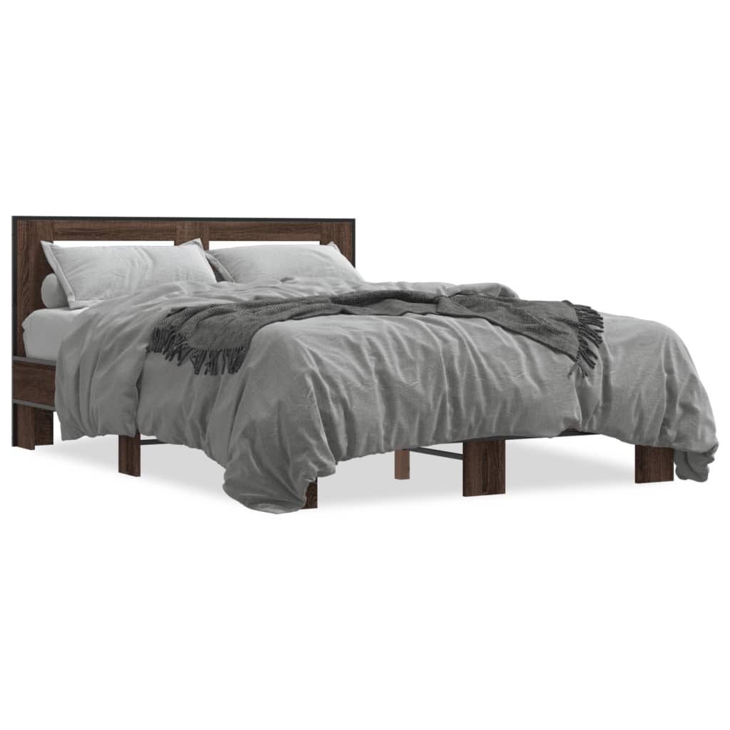 Bed Frame without Mattress Brown Oak 140x200 cm