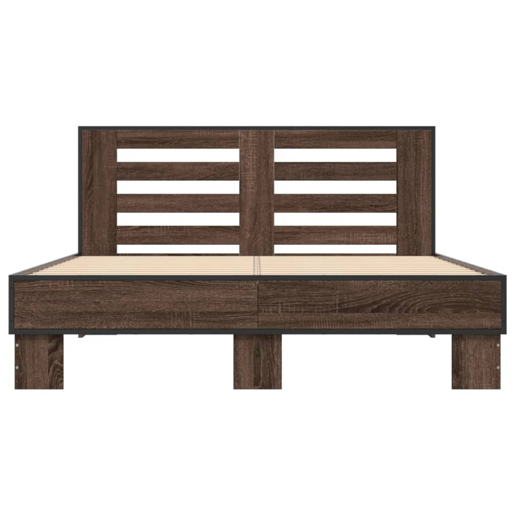 Bed Frame without Mattress Brown Oak 140x200 cm