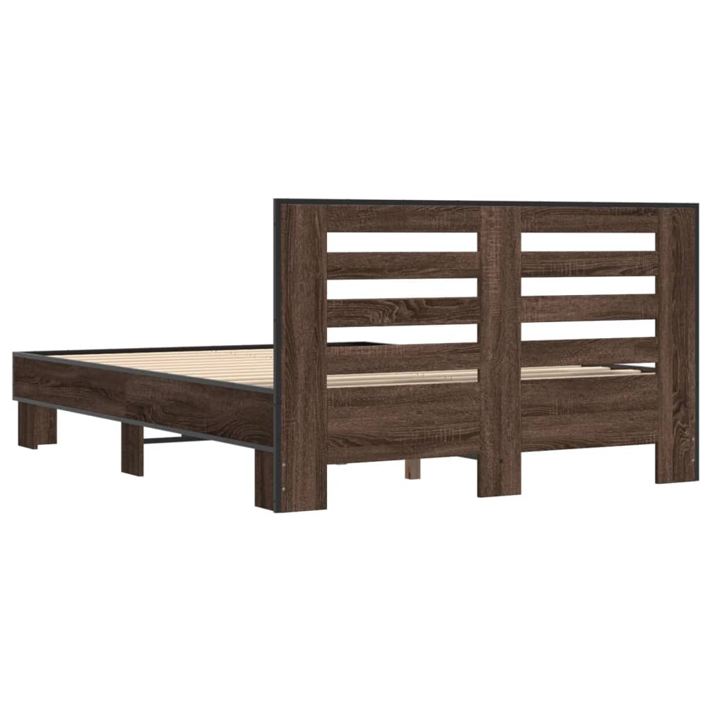 Bed Frame without Mattress Brown Oak 140x200 cm