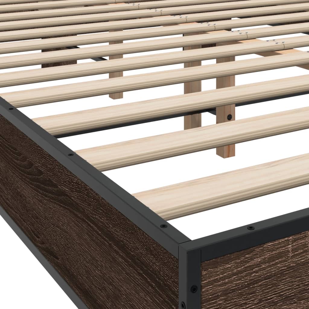 Bed Frame without Mattress Brown Oak 140x200 cm