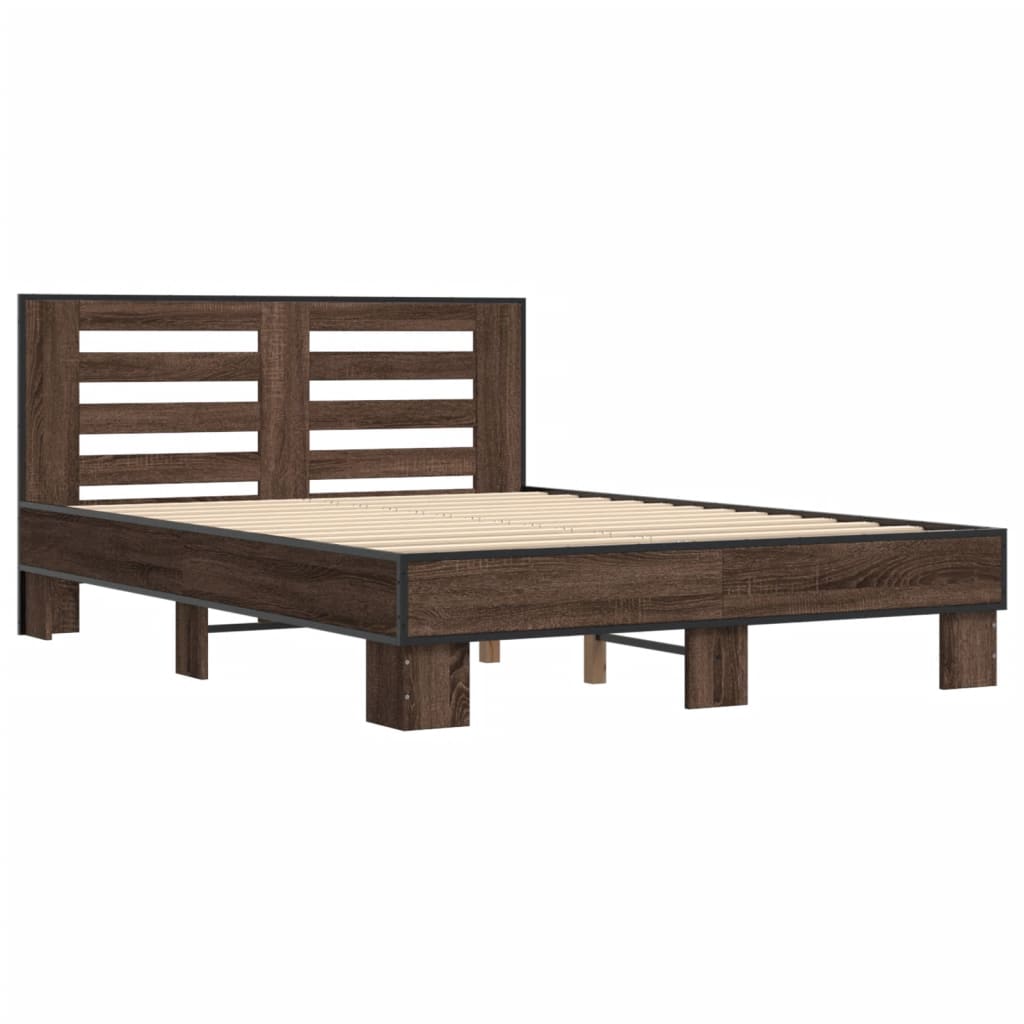Bed Frame without Mattress Brown Oak 120x200 cm