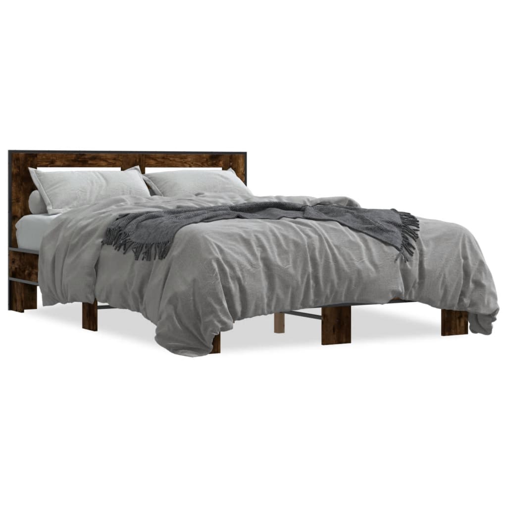 Bed Frame without Mattress Smoked Oak 135x190 cm Double