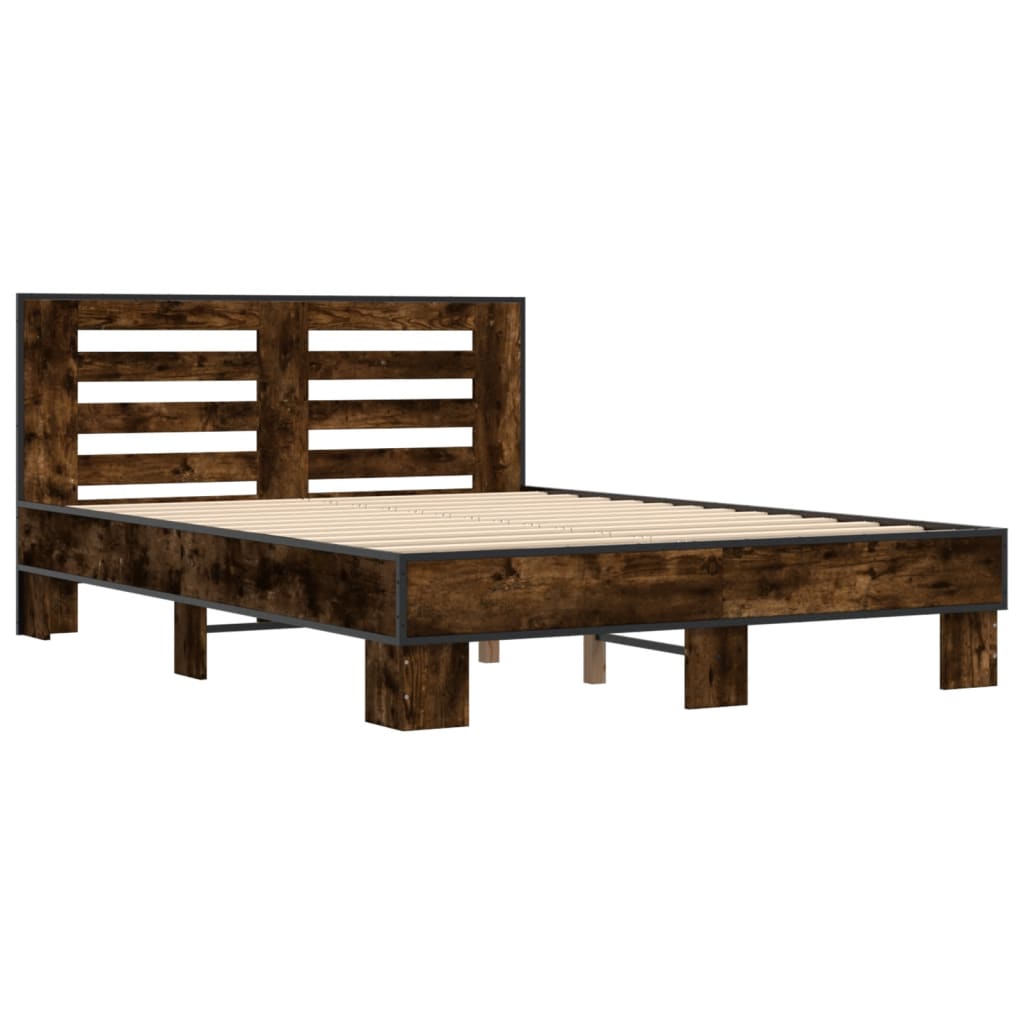Bed Frame without Mattress Smoked Oak 135x190 cm Double