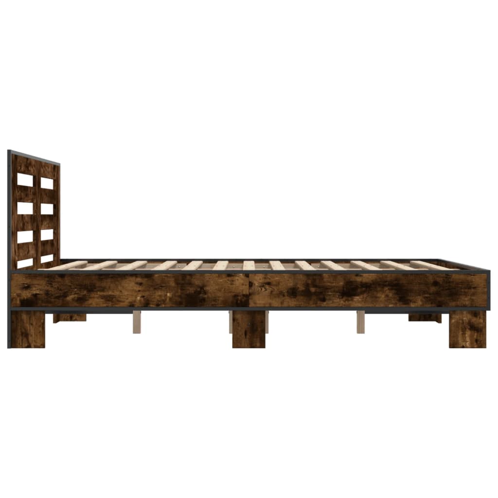 Bed Frame without Mattress Smoked Oak 135x190 cm Double