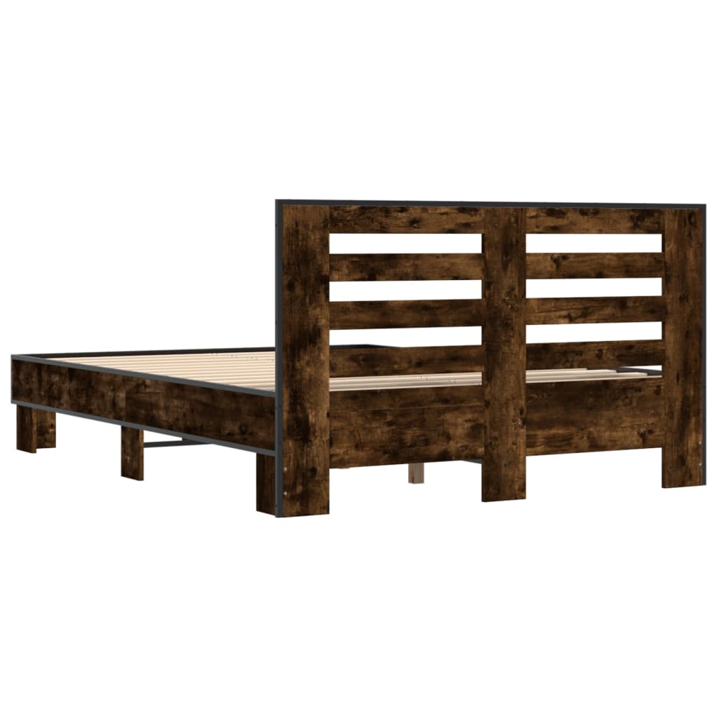 Bed Frame without Mattress Smoked Oak 135x190 cm Double