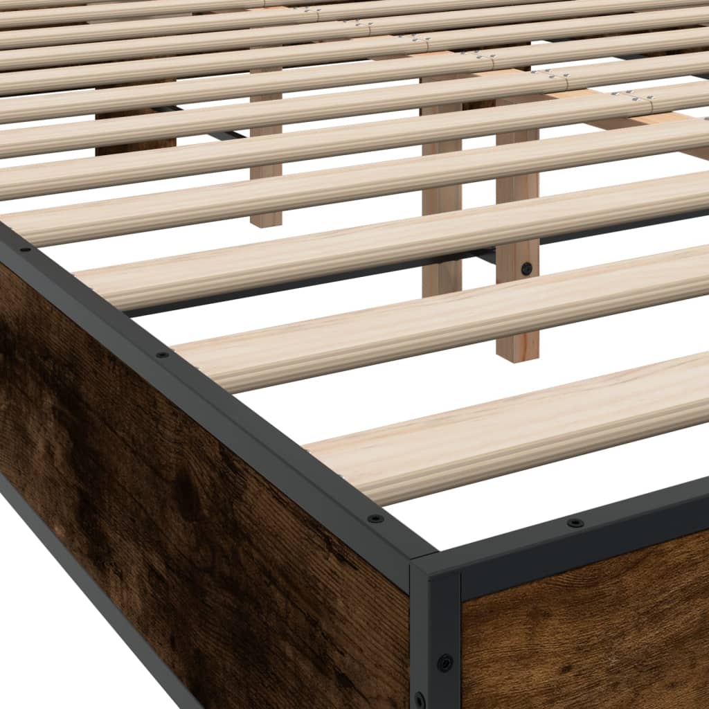Bed Frame without Mattress Smoked Oak 135x190 cm Double