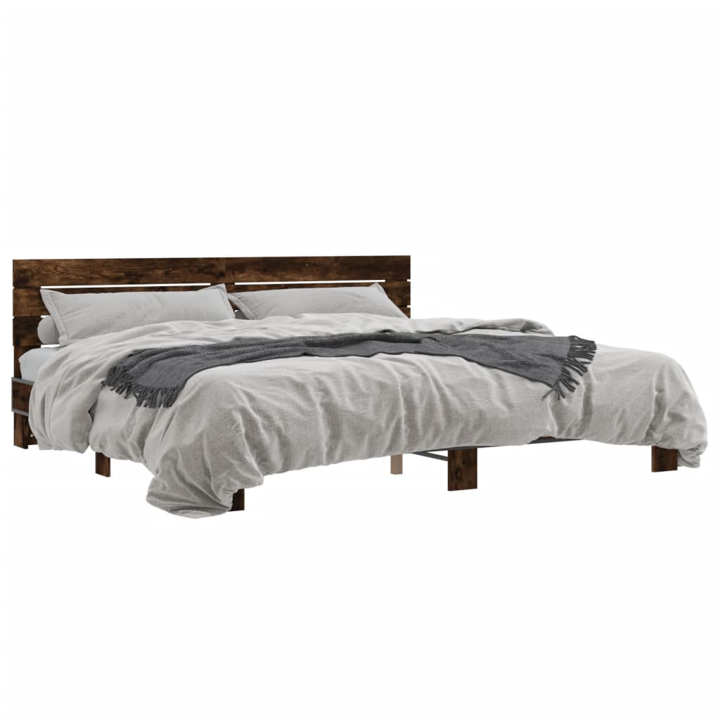 Bed Frame without Mattress Smoked Oak 200x200 cm