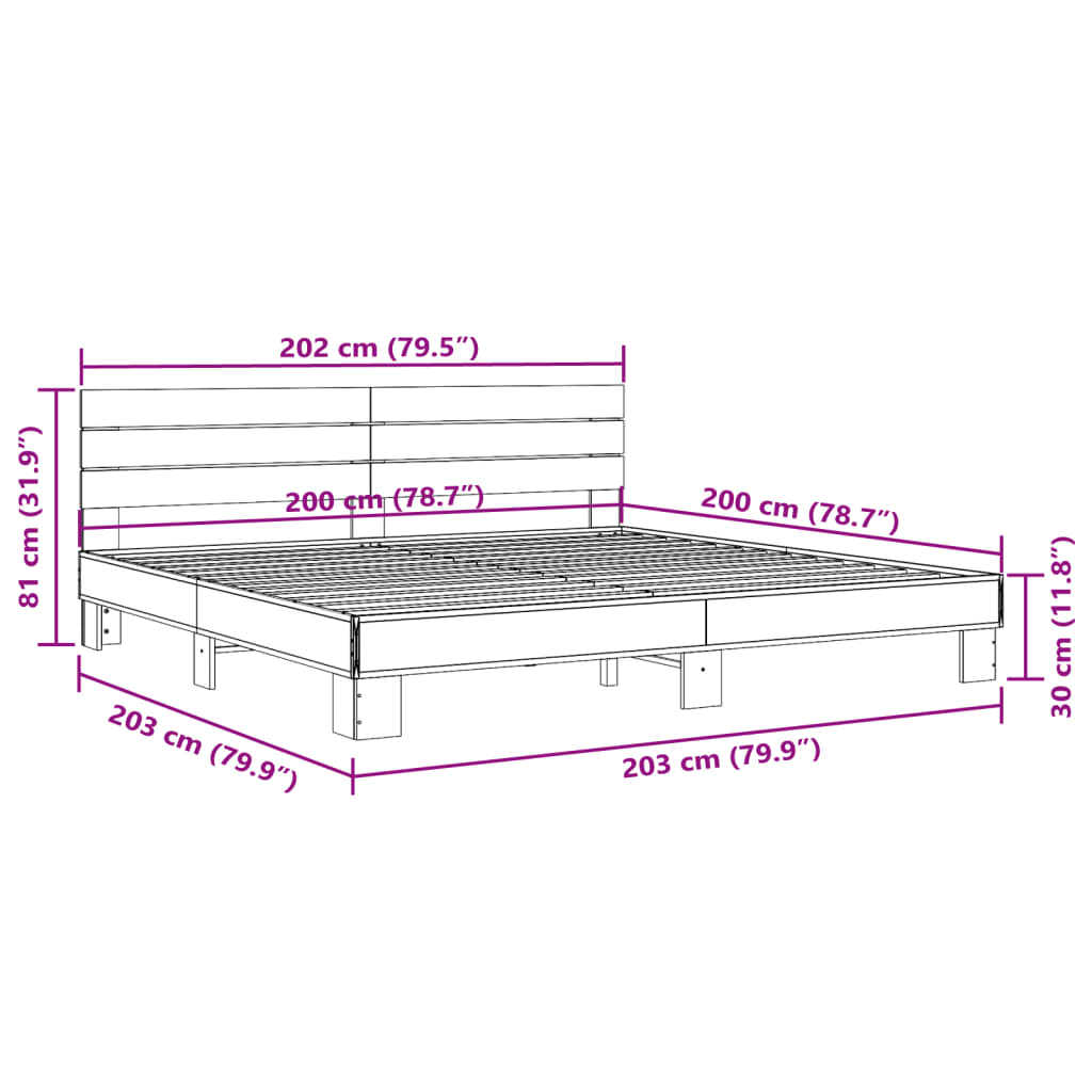 Bed Frame without Mattress Smoked Oak 200x200 cm