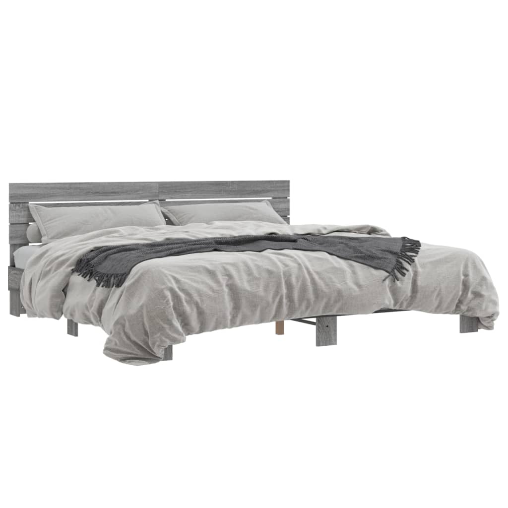 Bed Frame without Mattress Grey Sonoma 200x200 cm