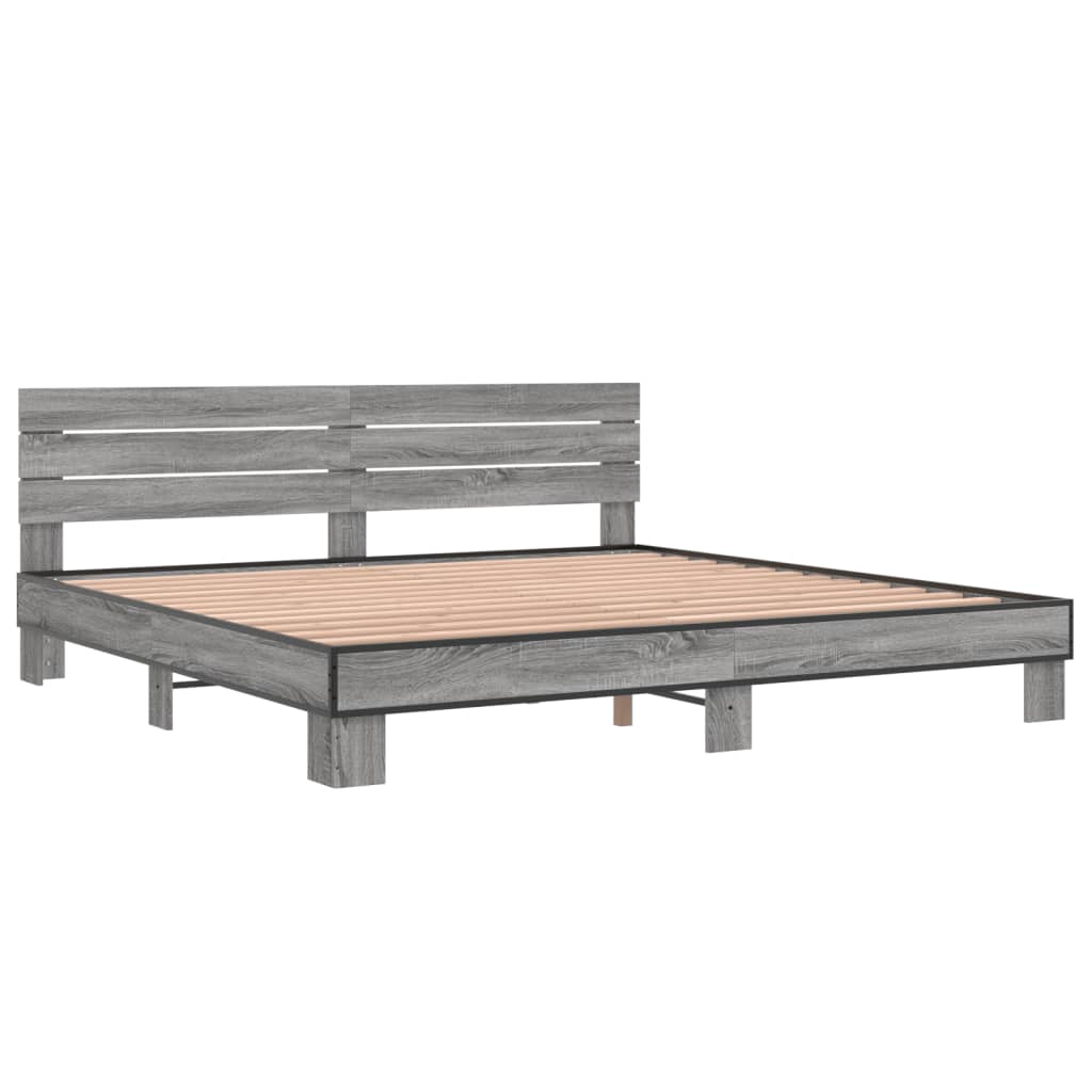 Bed Frame without Mattress Grey Sonoma 200x200 cm