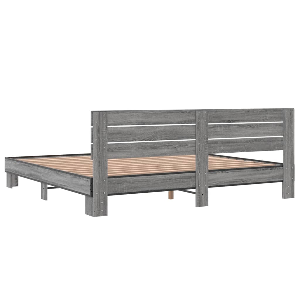 Bed Frame without Mattress Grey Sonoma 200x200 cm