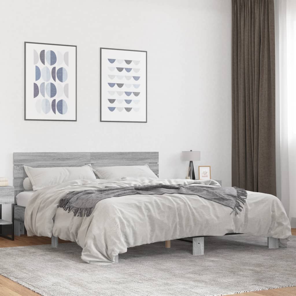 Bed Frame without Mattress Grey Sonoma 200x200 cm