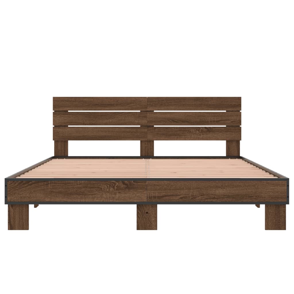 Bed Frame without Mattress Brown Oak 160x200 cm