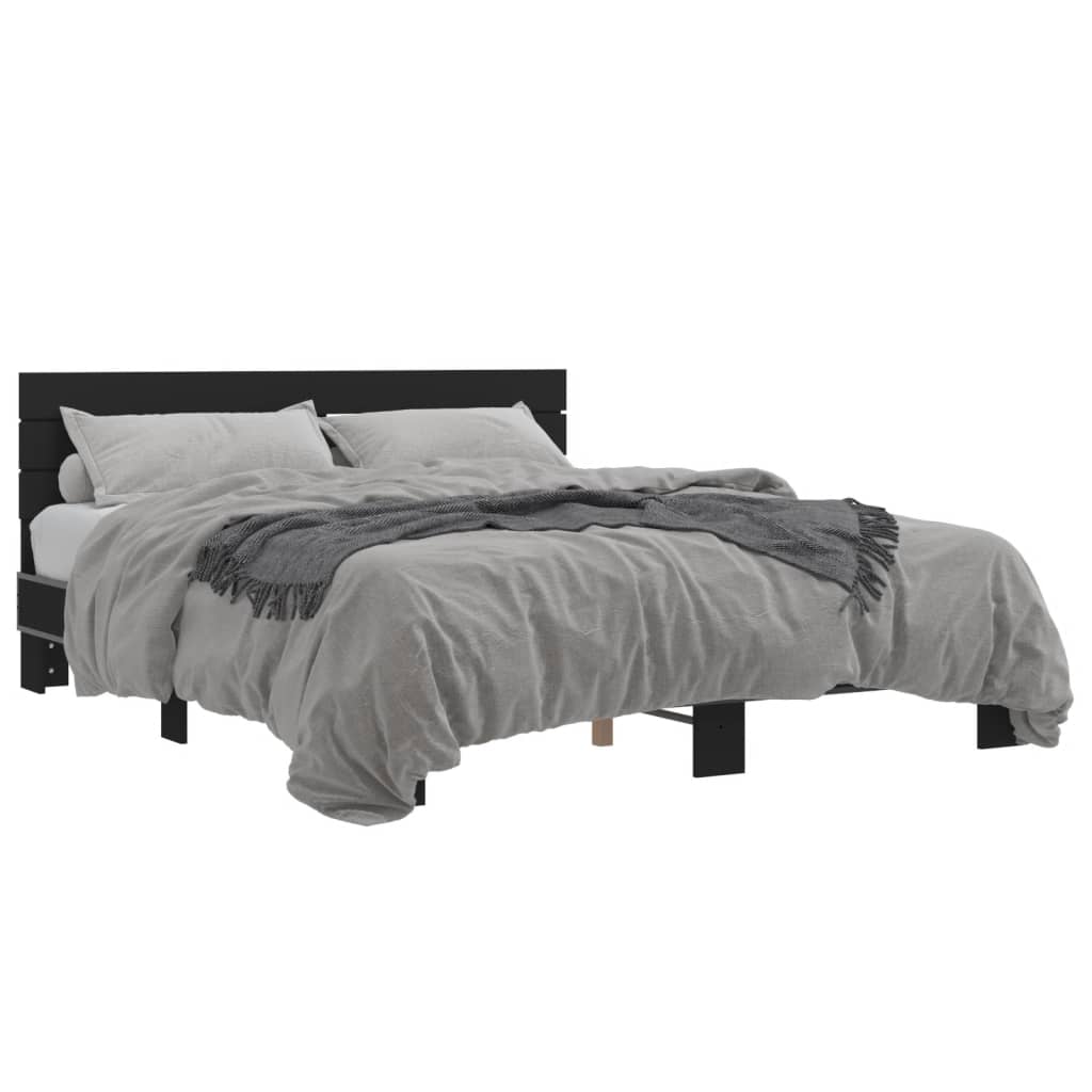 Bed Frame without Mattress Black 150x200 cm King Size