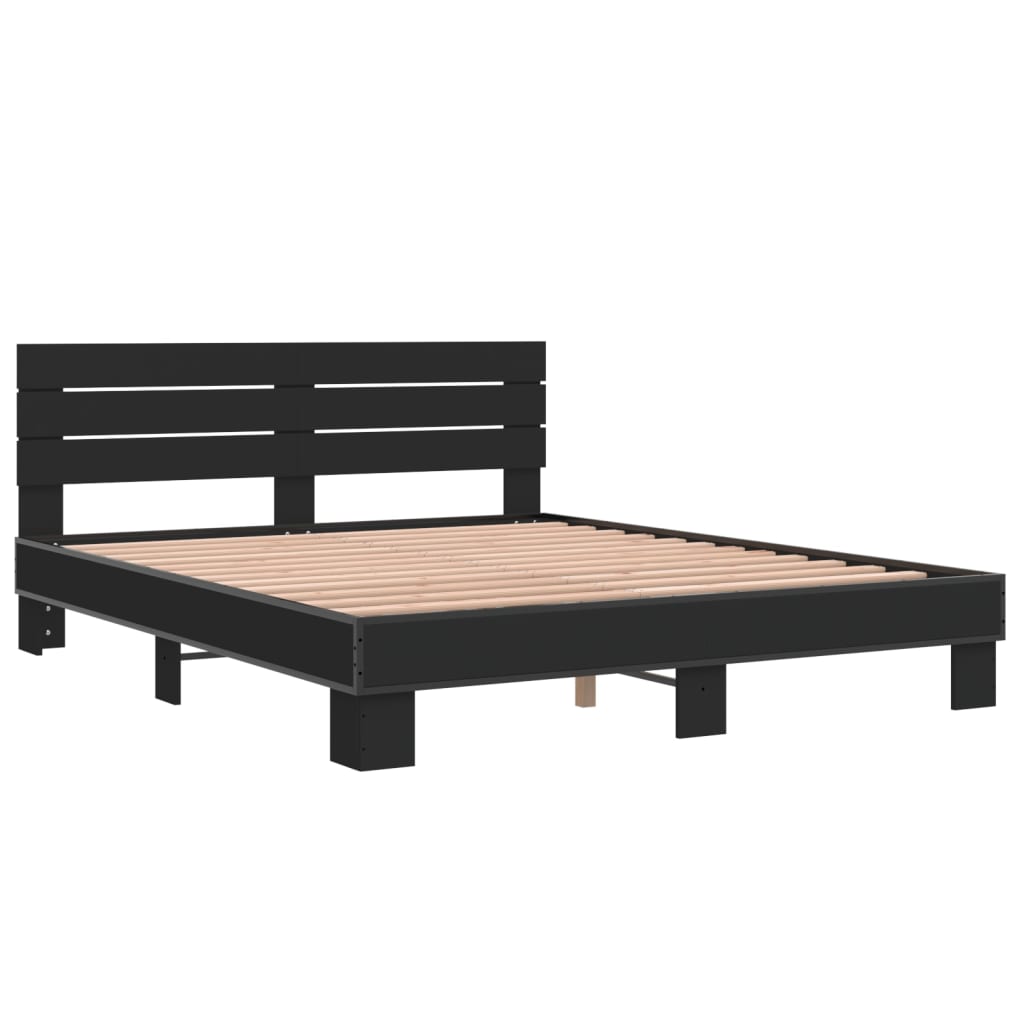 Bed Frame without Mattress Black 150x200 cm King Size