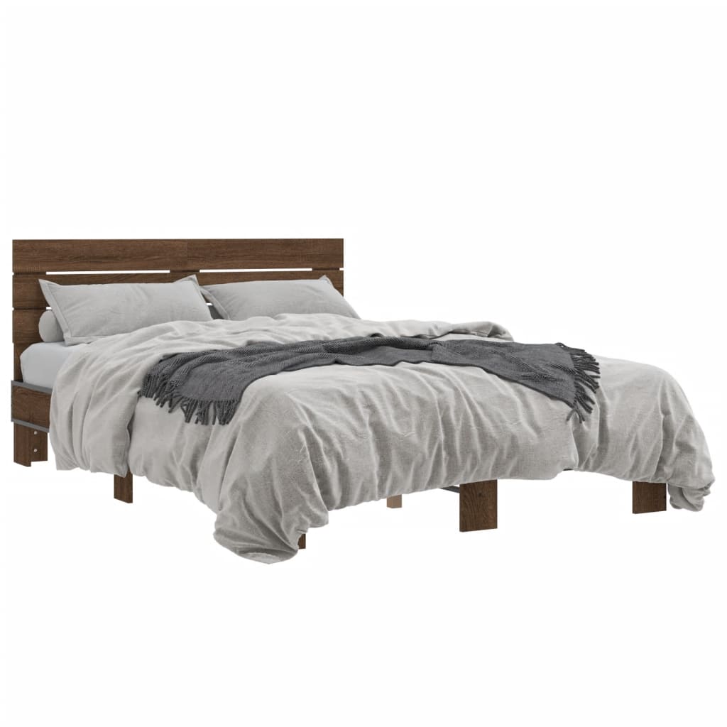 Bed Frame without Mattress Brown Oak 120x200 cm