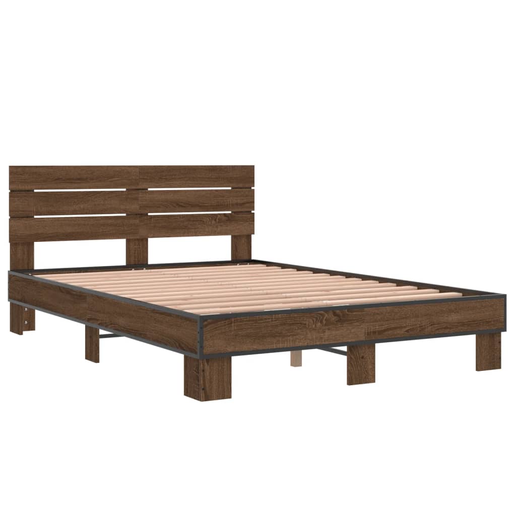 Bed Frame without Mattress Brown Oak 120x200 cm