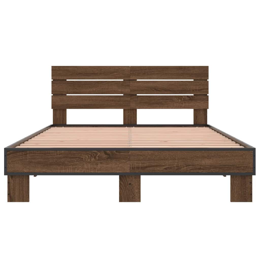 Bed Frame without Mattress Brown Oak 120x200 cm