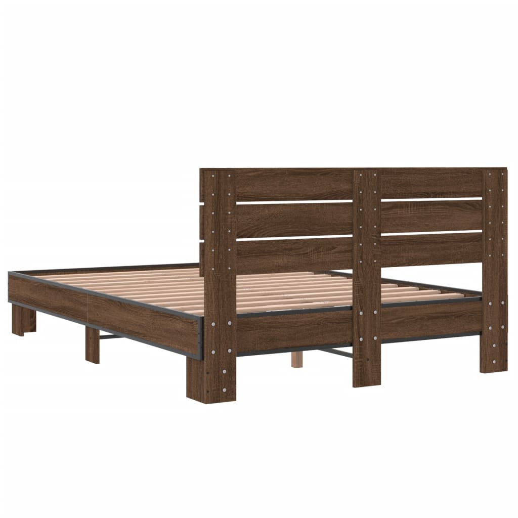 Bed Frame without Mattress Brown Oak 120x200 cm