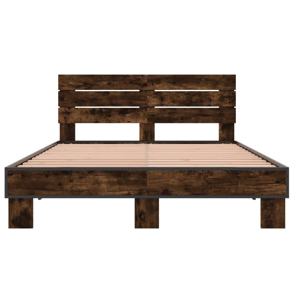 Bed Frame without Mattress Smoked Oak 120x190 cm Small Double