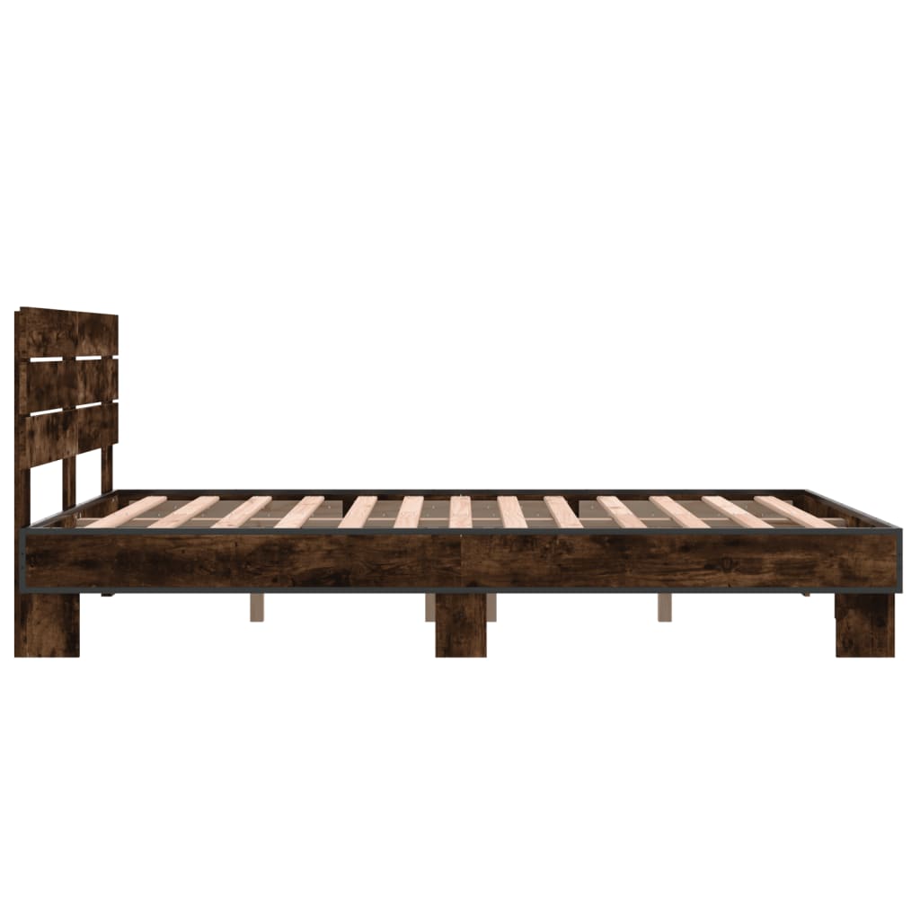 Bed Frame without Mattress Smoked Oak 120x190 cm Small Double