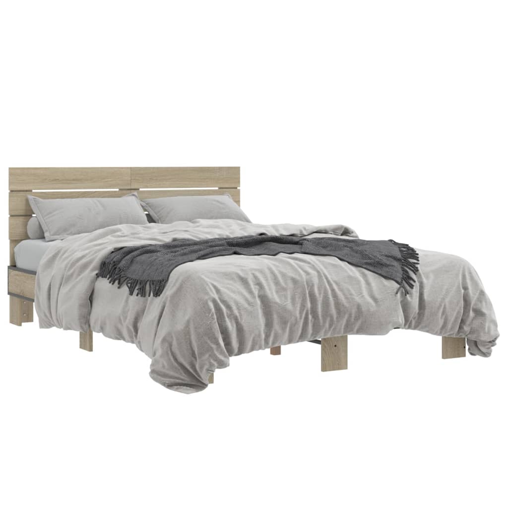 Bed Frame without Mattress Sonoma Oak 135x190 cm Double