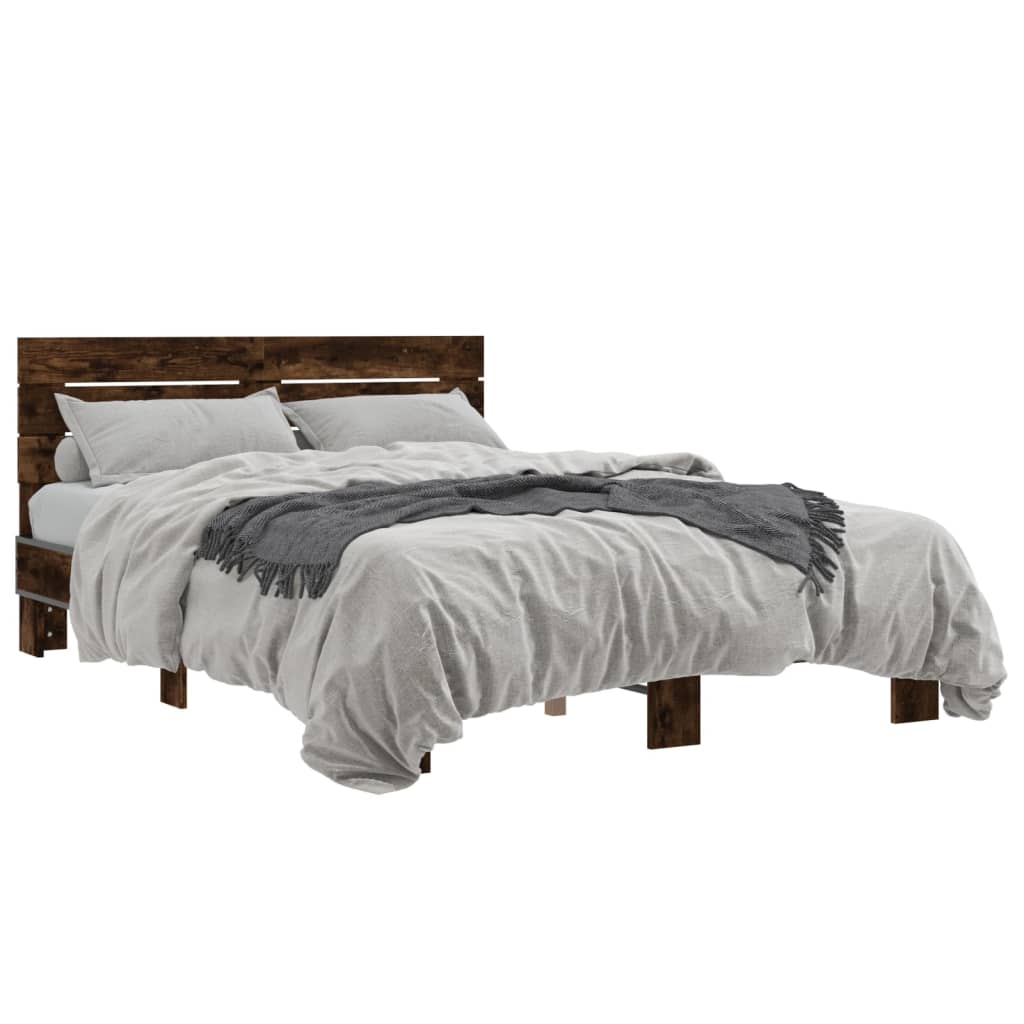 Bed Frame without Mattress Smoked Oak 135x190 cm Double