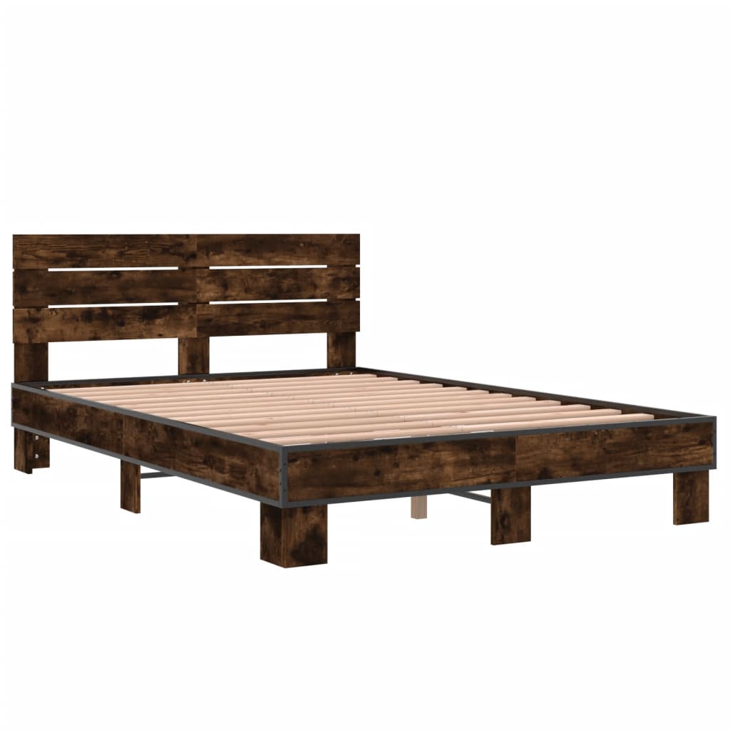 Bed Frame without Mattress Smoked Oak 135x190 cm Double