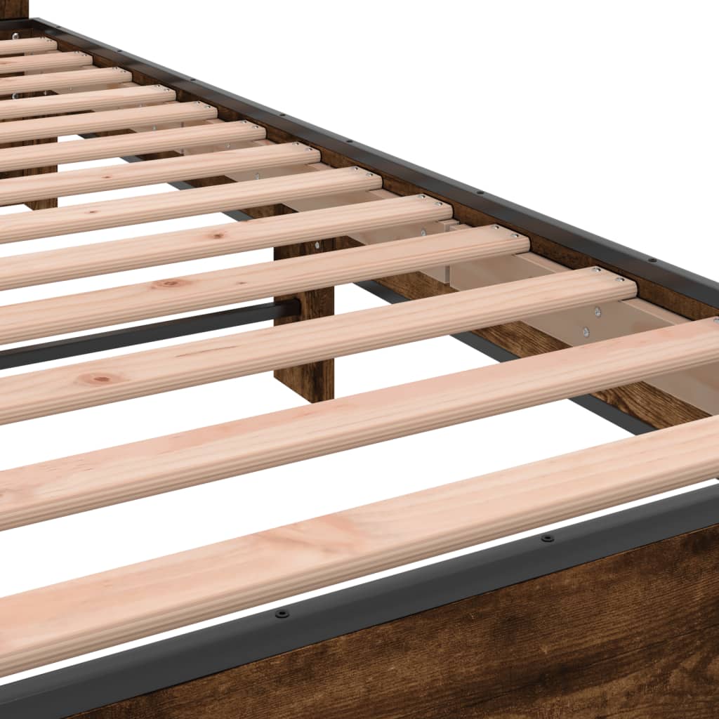 Bed Frame without Mattress Smoked Oak 135x190 cm Double