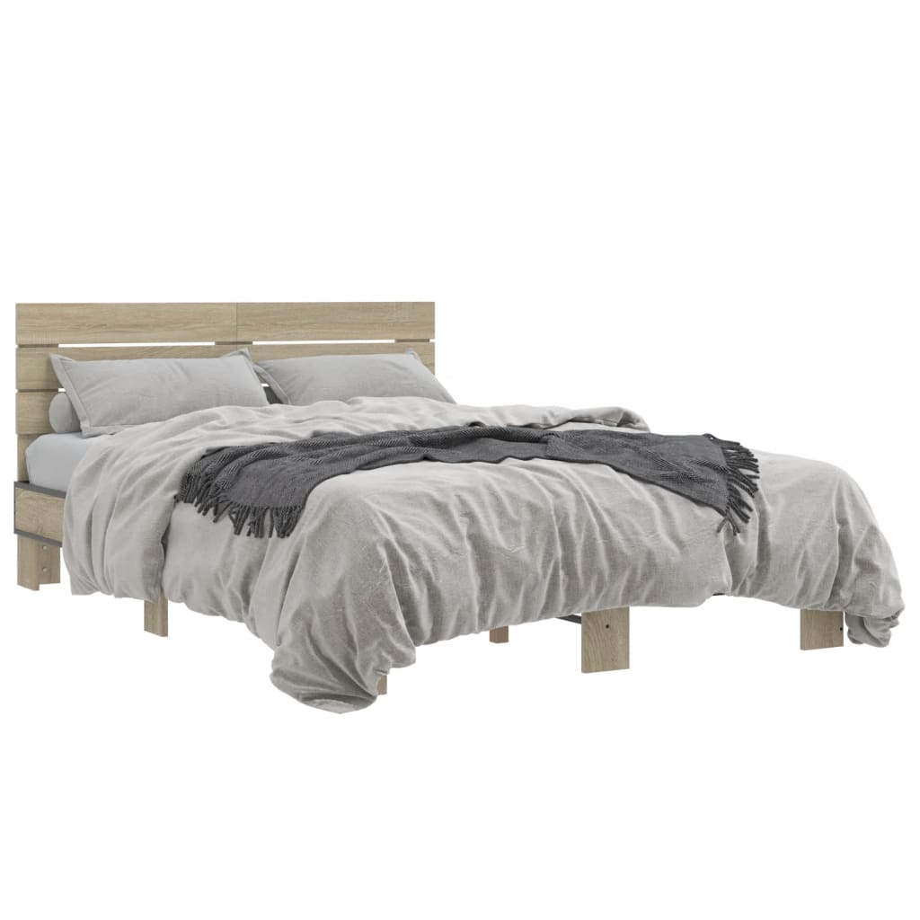 Bed Frame without Mattress Sonoma Oak 140x190 cm