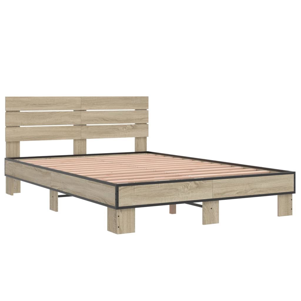 Bed Frame without Mattress Sonoma Oak 140x190 cm