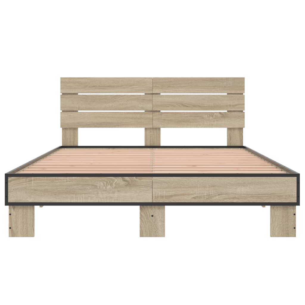 Bed Frame without Mattress Sonoma Oak 140x190 cm