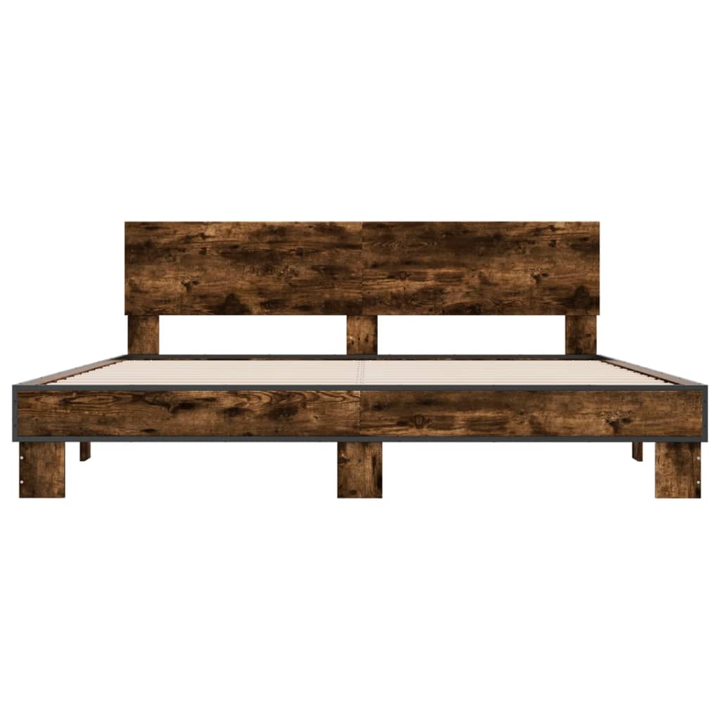 Bed Frame without Mattress Smoked Oak 200x200 cm