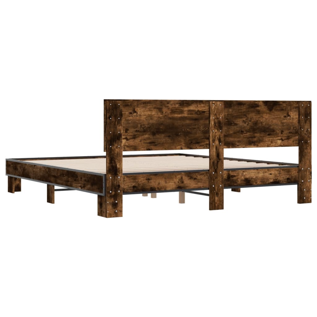 Bed Frame without Mattress Smoked Oak 200x200 cm