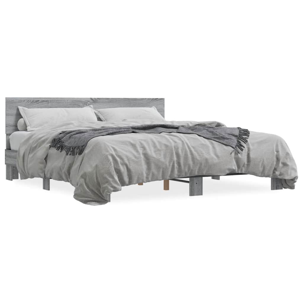 Bed Frame without Mattress Grey Sonoma 180x200 cm Super King