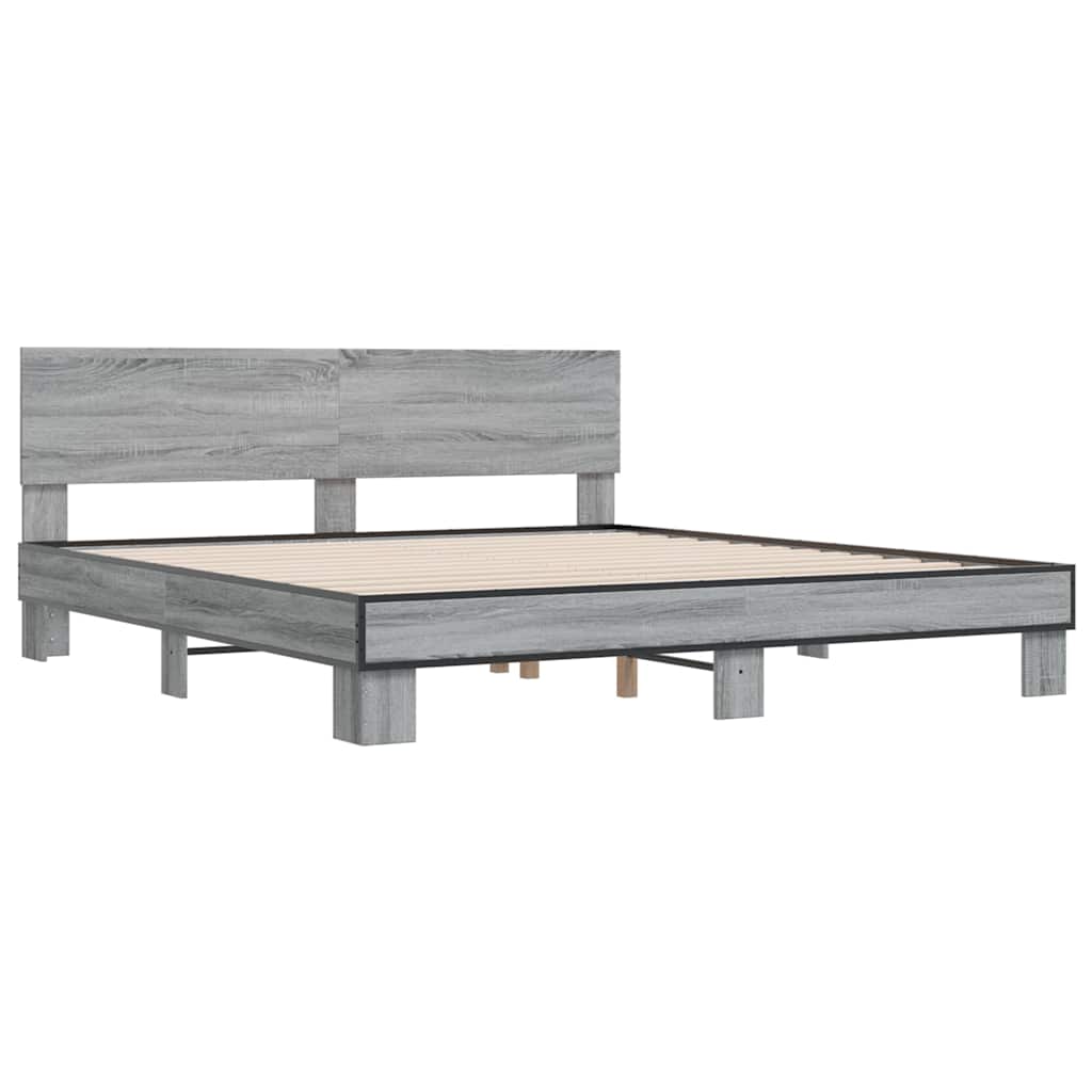 Bed Frame without Mattress Grey Sonoma 180x200 cm Super King