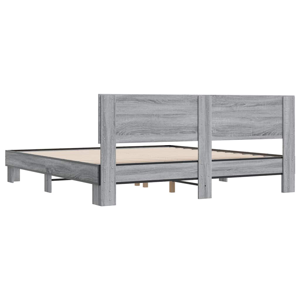 Bed Frame without Mattress Grey Sonoma 180x200 cm Super King