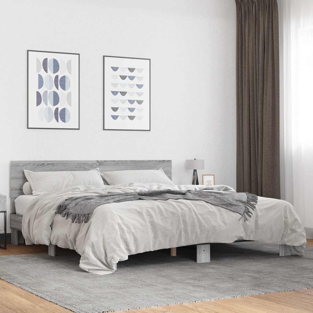 Bed Frame without Mattress Grey Sonoma 180x200 cm Super King