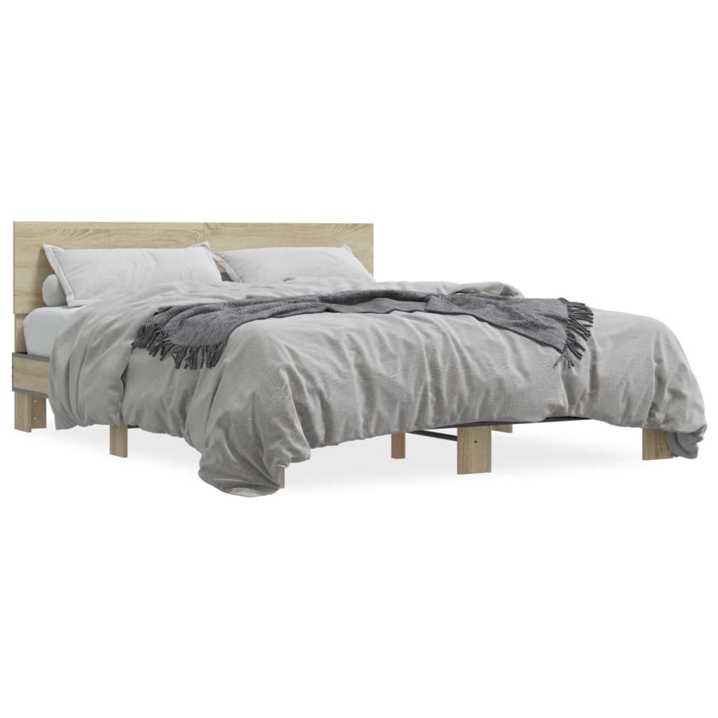 Bed Frame without Mattress Sonoma Oak 150x200 cm King Size