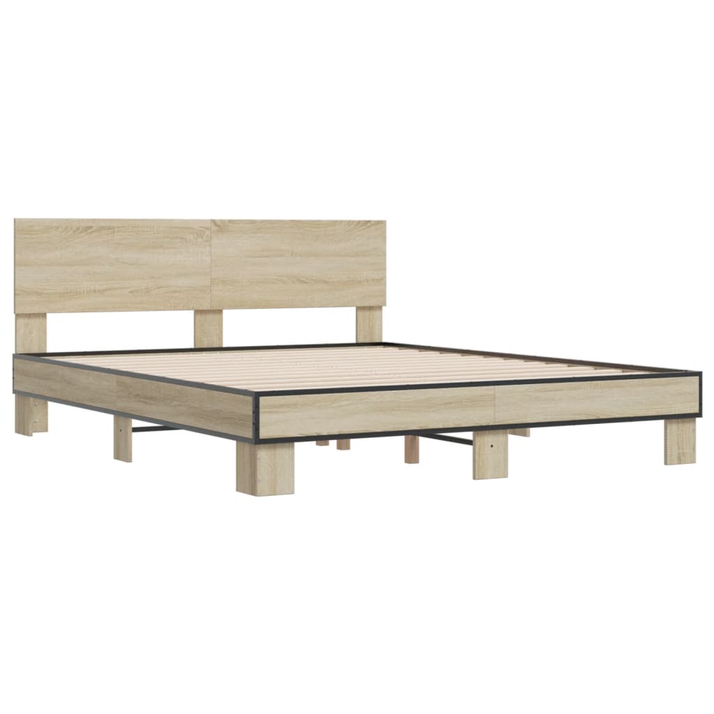 Bed Frame without Mattress Sonoma Oak 150x200 cm King Size