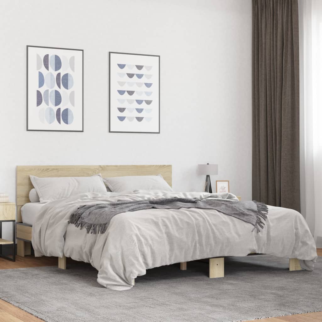 Bed Frame without Mattress Sonoma Oak 150x200 cm King Size
