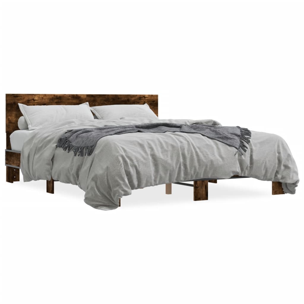 Bed Frame without Mattress Smoked Oak 150x200 cm King Size