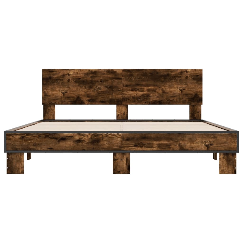 Bed Frame without Mattress Smoked Oak 150x200 cm King Size
