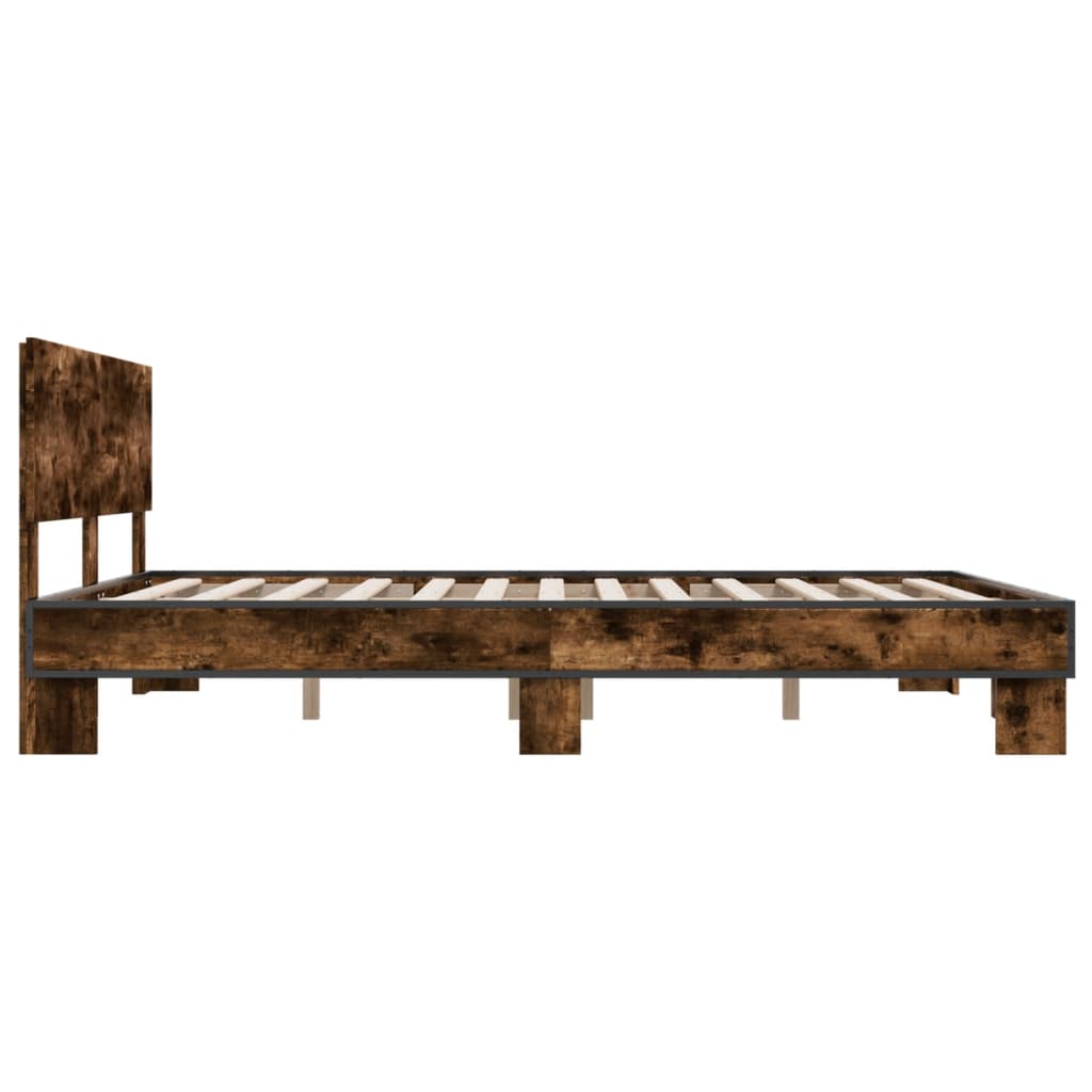 Bed Frame without Mattress Smoked Oak 150x200 cm King Size
