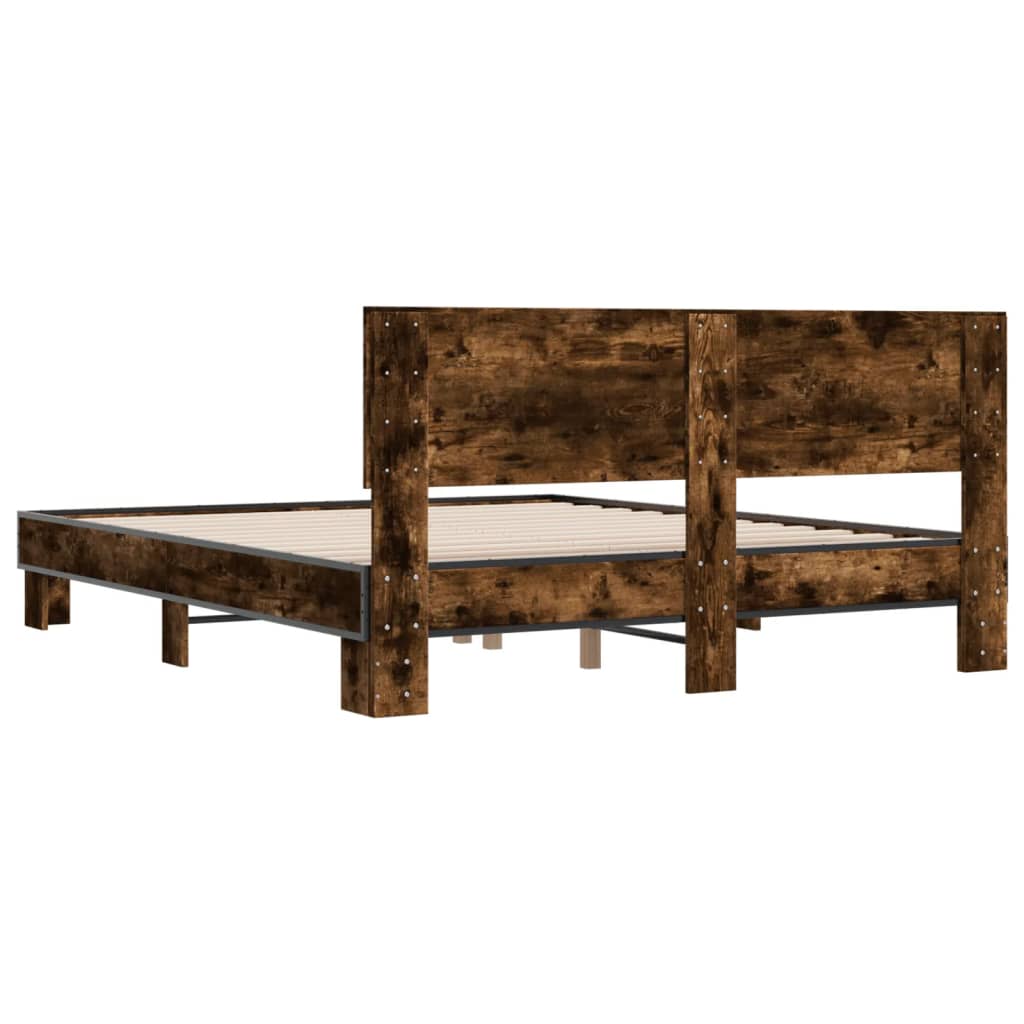 Bed Frame without Mattress Smoked Oak 150x200 cm King Size