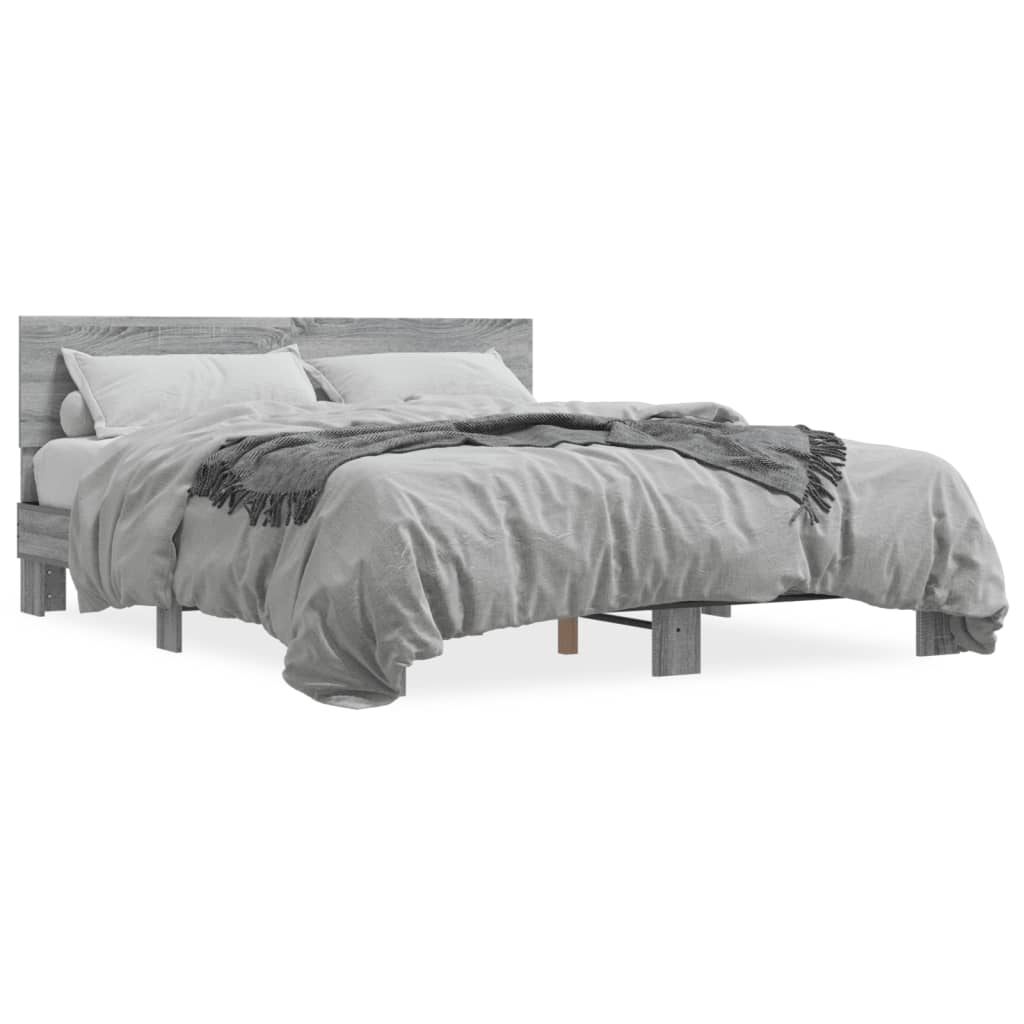 Bed Frame without Mattress Grey Sonoma 150x200 cm King Size