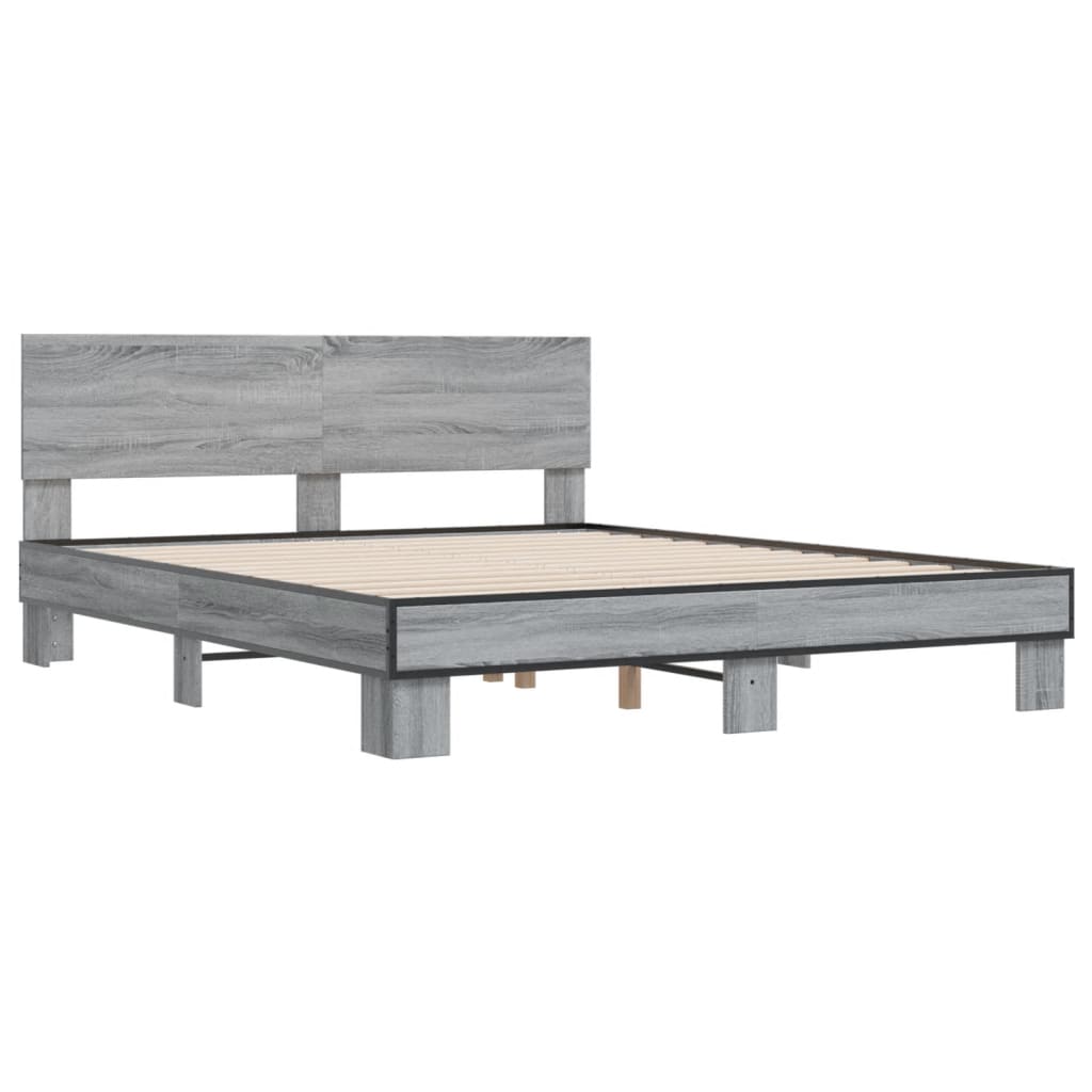Bed Frame without Mattress Grey Sonoma 150x200 cm King Size
