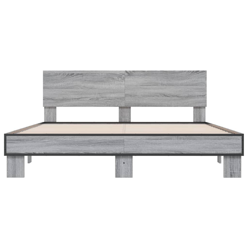 Bed Frame without Mattress Grey Sonoma 150x200 cm King Size