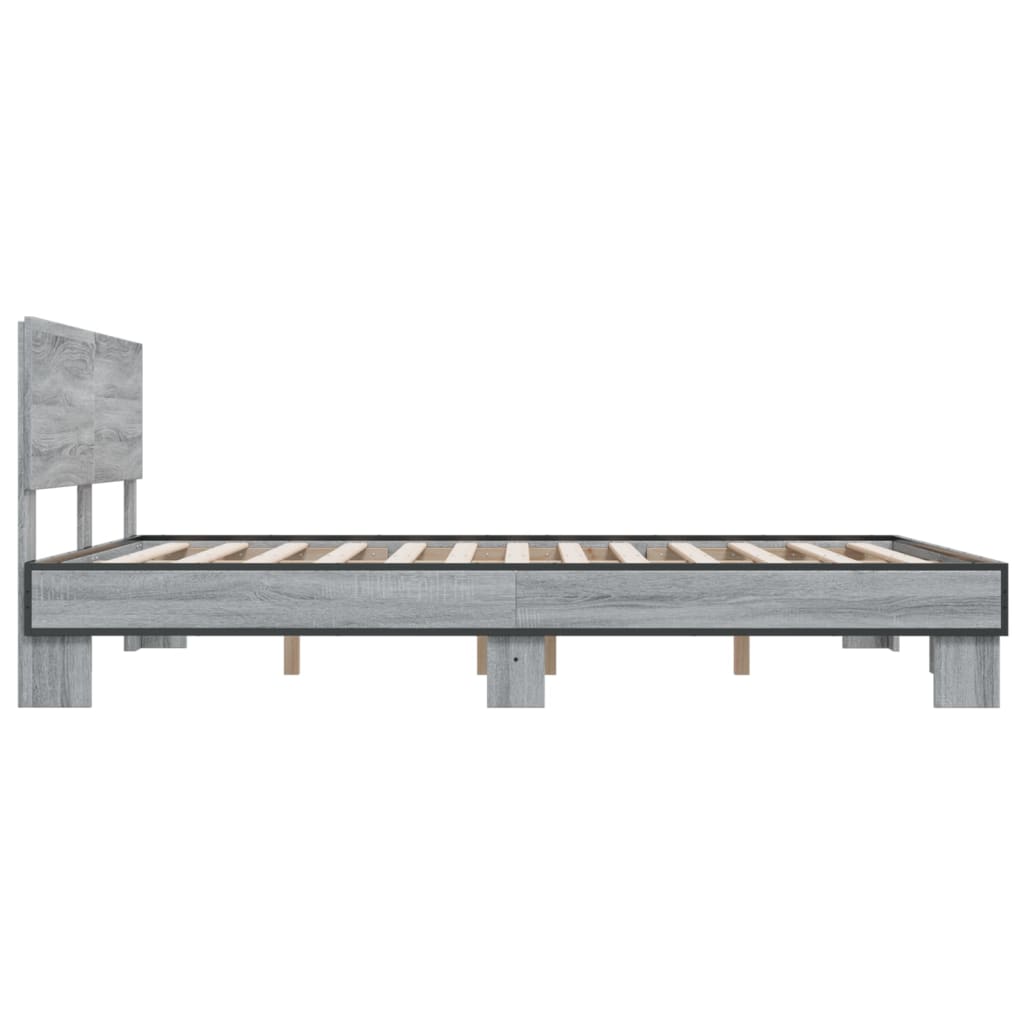 Bed Frame without Mattress Grey Sonoma 150x200 cm King Size